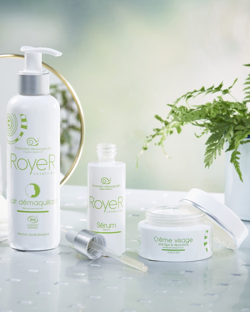 Routine Visage Complète Royer Cosmétique – Lait Démaquillant, Sérum & Crème à la Bave d’Escargot Bio